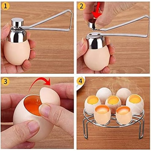2-pack äggknäckare, rostfritt stål, äggöppnare, äggskalsskärare