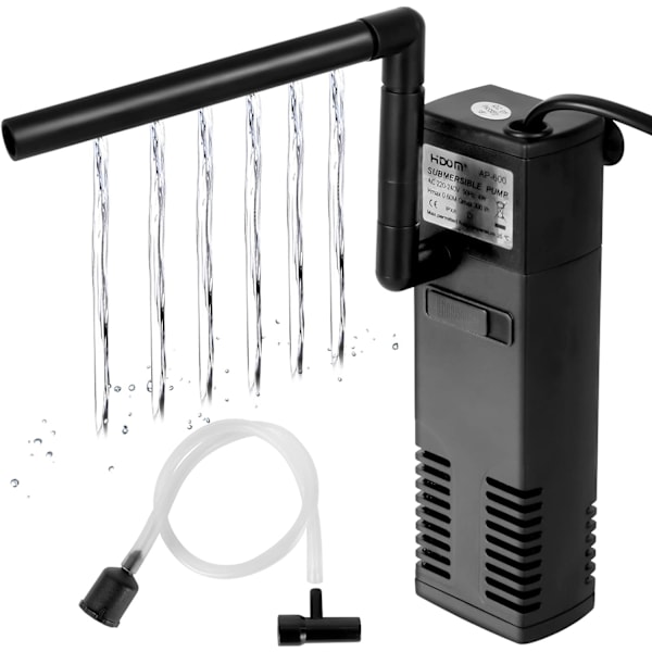 Akvarievattenflödesfilter 4W 300L/H Internt akvariefilter 60L