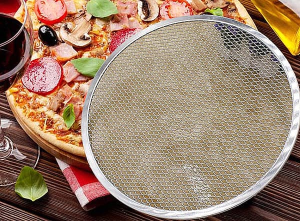 2 Rund Aluminium Pizza Mesh Pizza Bricka, Multi-Storlek Pizza Mesh Bak
