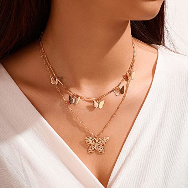 Kvinnors halsband Multi-Element guld Butterfly hänge halsband Go 2e98 |  Fyndiq