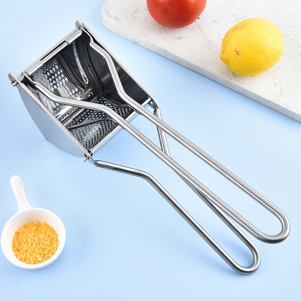 Potatispress med runda hål, rostfritt stål, längd: 30 cm, sil