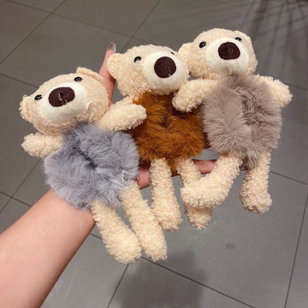 4 stk. søde bjørne hårbånd plys hår scrunchies sæt, plys bjørn ha