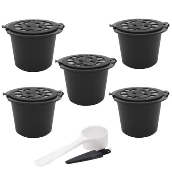 5x genanvendelige kaffekapsler Sort
