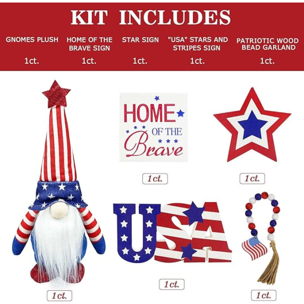 4th of July Decor - Tiered Tray Decor - 3 Patriotic Wood Signs -