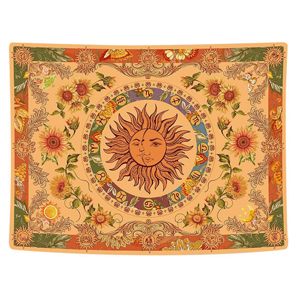 Keltainen aurinko ja kuu -seinavaate Vintage Standalone Boho -seinavaate Wal