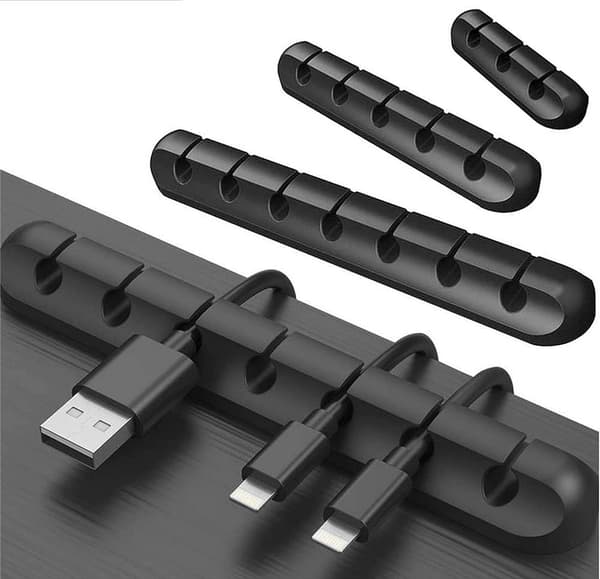 4 Clip Kabelarrangør Kontor Kabelopbevaring Silikone Fast Kabel