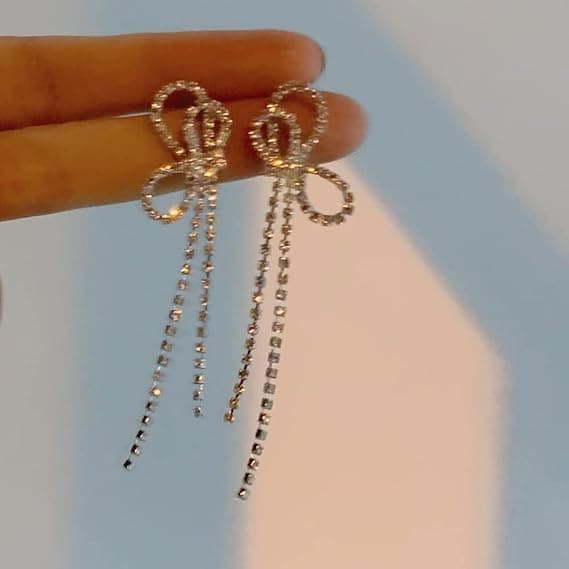 Vedhæng Øreringe Sølv Dangle Øreringe Kvinders Rhinestone Øreringe
