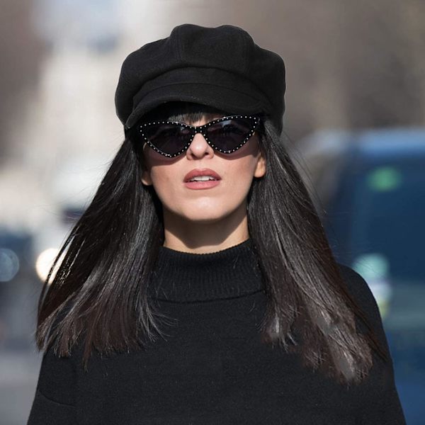 Svart Stretch Visir Beret för Kvinnor, One Size