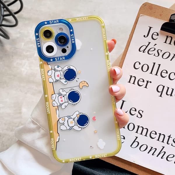 Kompatibel med iPhone 13 Pro Max Astronaut Case Kvinner Jenter Clea