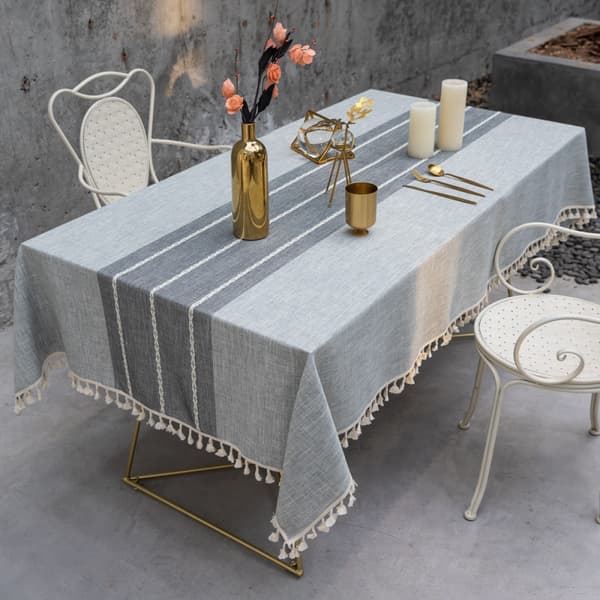 1 stk. Grå bomuldslinned rektangulær dug, 90x90 cm, moderne, f