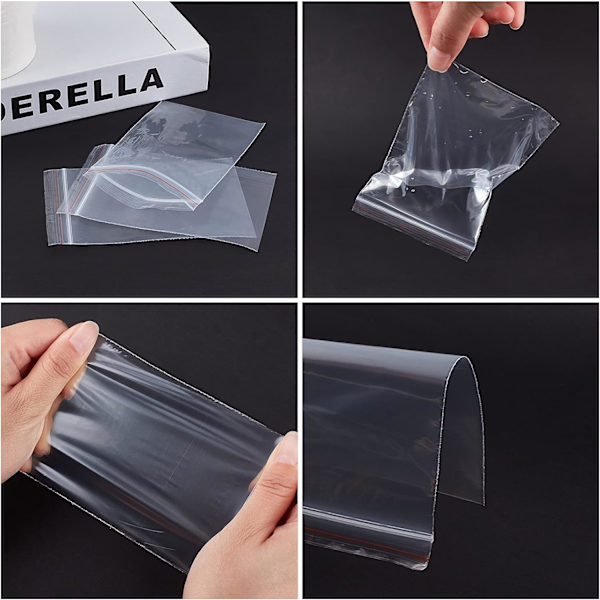Förpackning med 100 st tryckförslutningsbara påsar - 7 x 10 cm - Plast - Tryckförslutning - 40