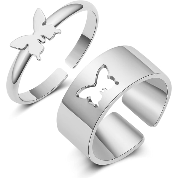 Fjärilsringar för kvinnor Matchande ringar för par Ringar Silver