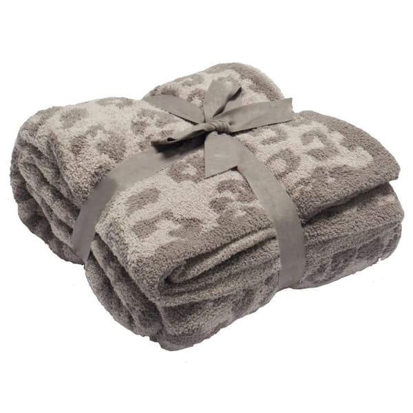Ullpledd strikket teppe plus fløyel strikket jacquard teppe leopard teppe