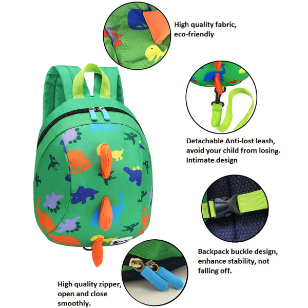 Dinosaurus-taaperon minireppu hihnalla, lasten kantoreppu