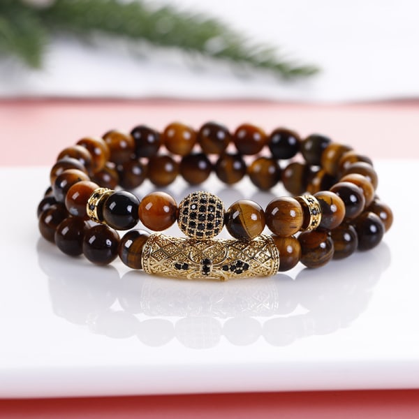 8mm Tiger Eye Stone Beads Armband Elastisk Natursten Yoga BH