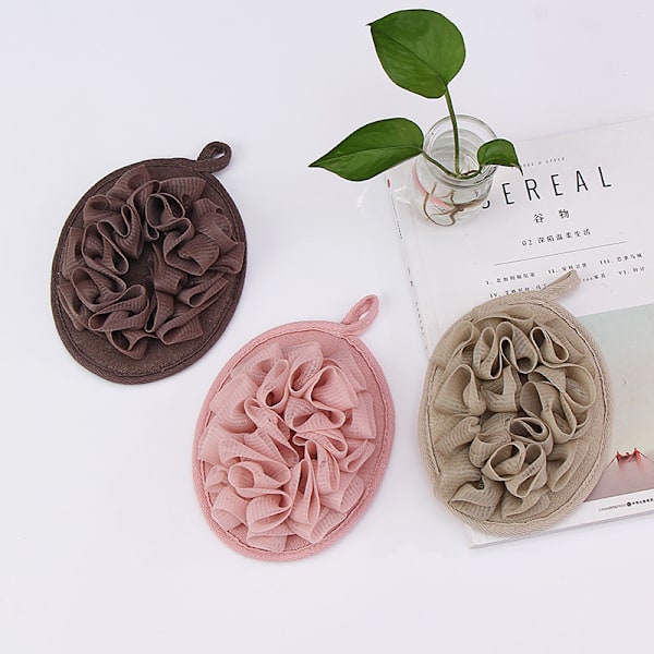 3 st duschpuff bad reseloofah med elastisk handrem E