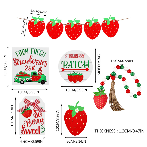 Jordbær Tretthengende Ornamenter Sommerfrukt Tretthengende O