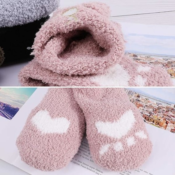 5 Pairs Pilou Pilou Socks, Fleece Socks Women's Socks Cat Slipper