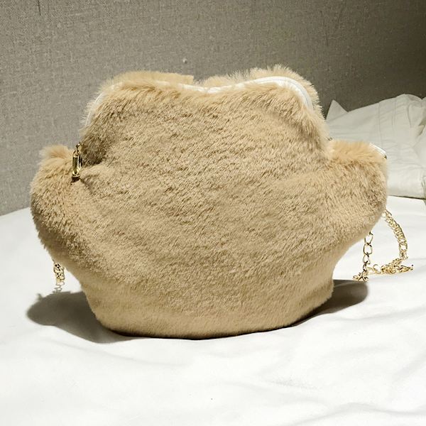 Mjuk axelväska crossbody handväska damväska fluffiga väskor konstgjord päls