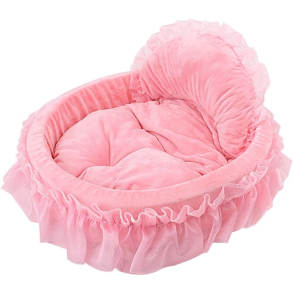 Söt Princess Pet Bed Bow-TIE Lace Cat Hund Bed (rosa)