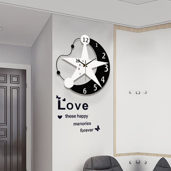 1PC Lär dig av stjärnorna och månen Väggklocka Modern design Tyst