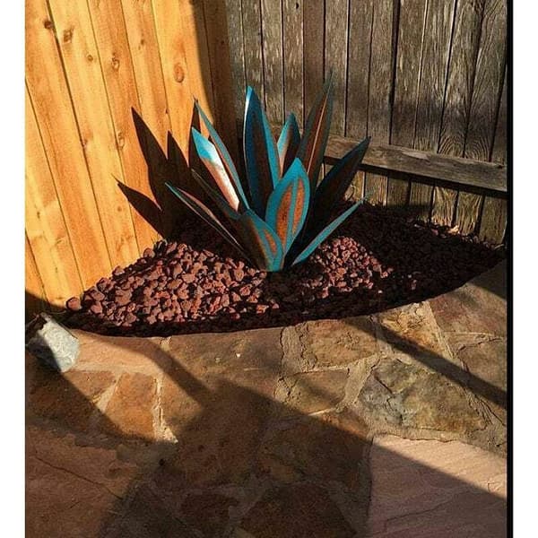 1PC Blå Hagedekorasjon - Rustik Tequila Skulptur - DIY Metall