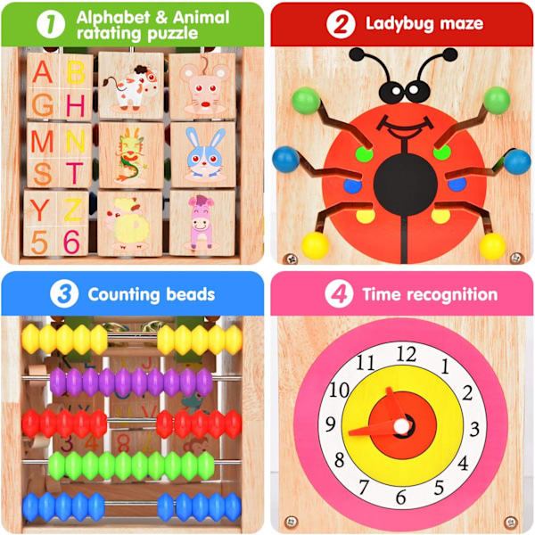6 i 1 Baby Activity Cubes, Träleksaker för småbarn