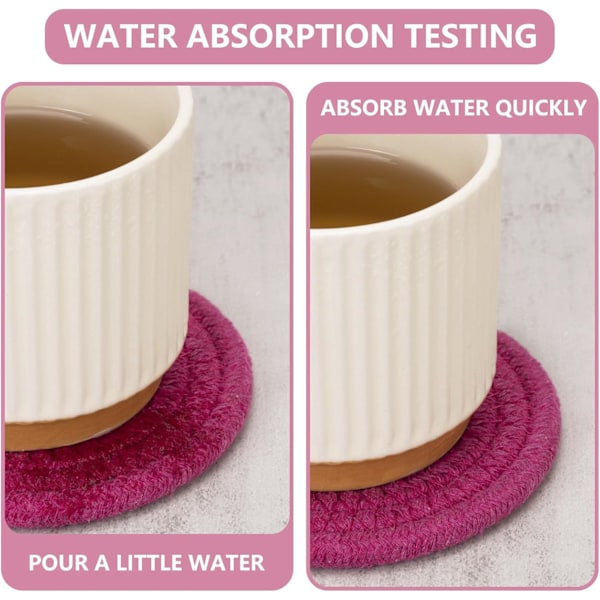 Rosa Drikkeunderlag Absorberende, Underlagssæt af 4 - Farve, Underlag til