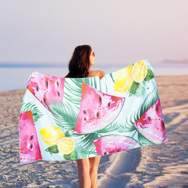 Overdimensjonert strandhåndkle mikrofiberhåndklær, sitron og vannmelon