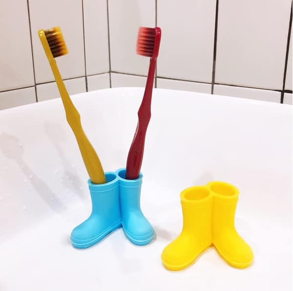 2-pack regnstövlar tandborsthållare silikon söt arrangör för dig