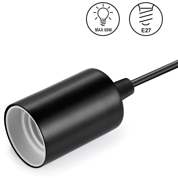 Set med 2 metallhängande lampor, E27 lamphållare med kabel, 100CM p