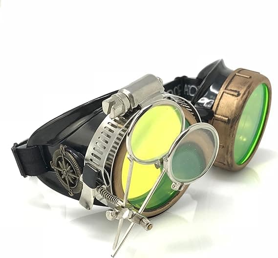 Steampunk-briller i victoriansk stil med kompasdesign, farvede Le