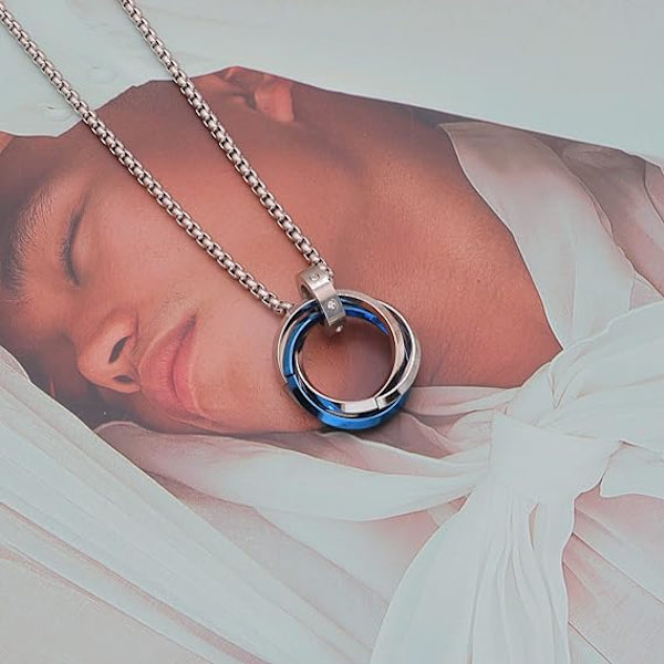 Rustfritt stål tre-rings kjede, Hip Hop Titanium stål ring P