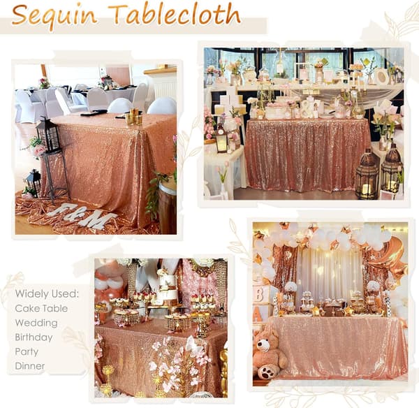 Party Sequin Bordsduk Ros Guld Rektangulär Bordsduk 30x180cm