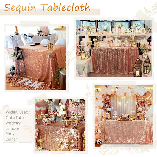 Party Sequin Bordsduk Roséguld Rektangulär Bordsduk 30x180cm