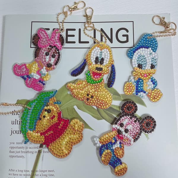 Diamantmaleri nøglering, 5D DIY diamantmaleri nøglering, DIY Di