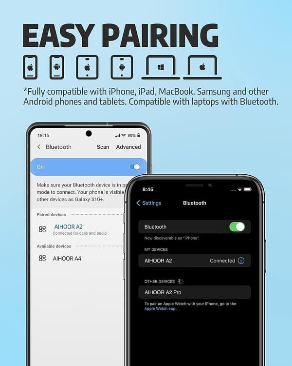 Trådløse ørepropper for iOS- og Android-telefoner, Bluetooth 5.0 i-øret H