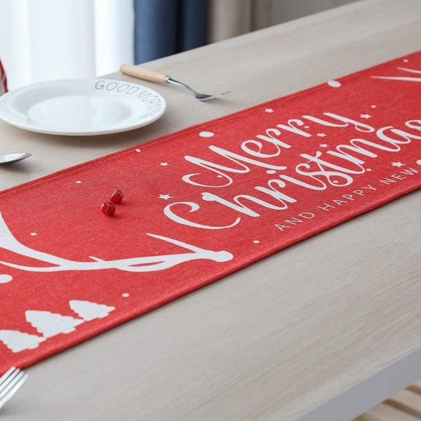 Rød julebordløber, bordløber med julemønster,
