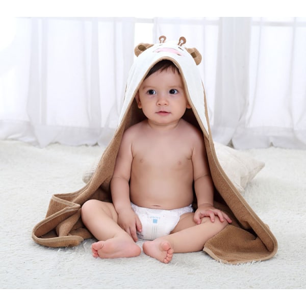 Baby hætte badehåndklæder Dyrebadekåbe Bomuldshåndklædetæppe 35.4