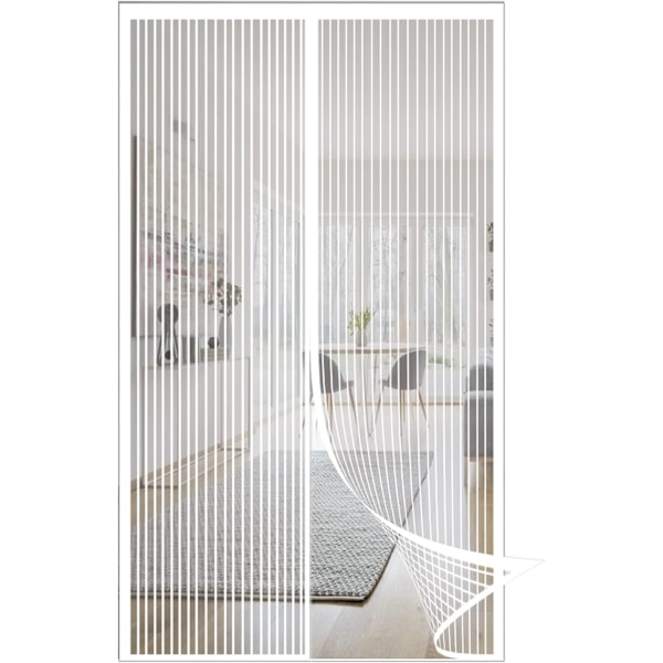 Magnetisk Dørskærm, Fluedørgardin, Magnetisk Lukning Dørskærm, Automatisk Lukning, 100x230CM Hvid