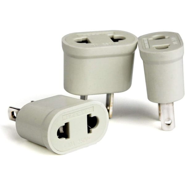 3PCS FR til US Adapter Converter Europeisk Plugg til Amerikansk Plugg fo