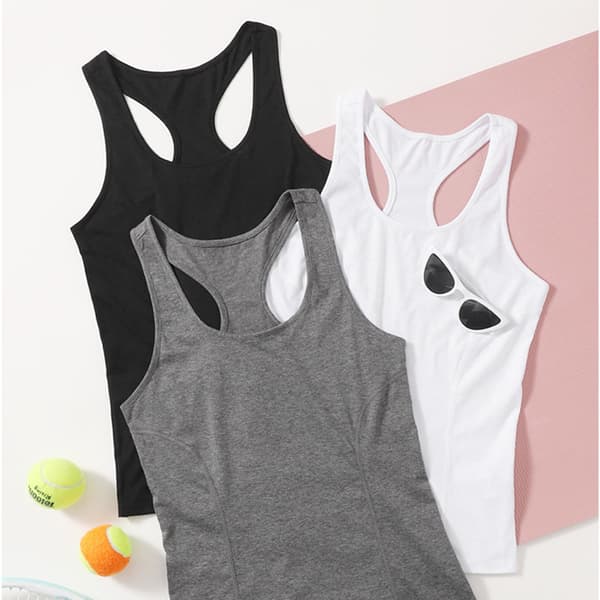 Dam 3-pack Tech Stretch Racerback Tank Top, Avslappnad passform, XL