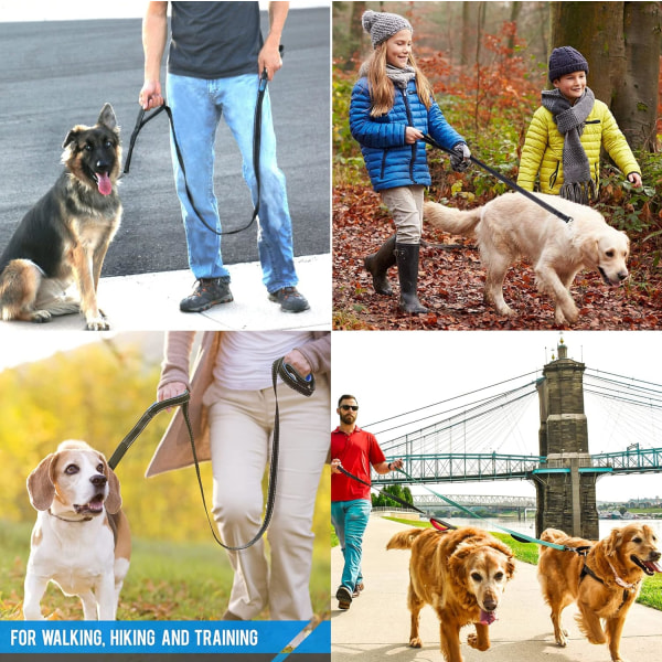 Extremtålig hundkoppel - 2 handtag med vadderat trafikhandtag