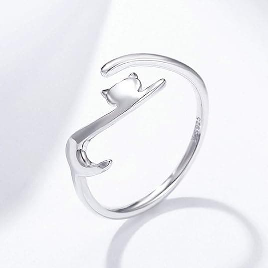 Sød kat åben statement ring 925 sterling sølv justerbar Simpl