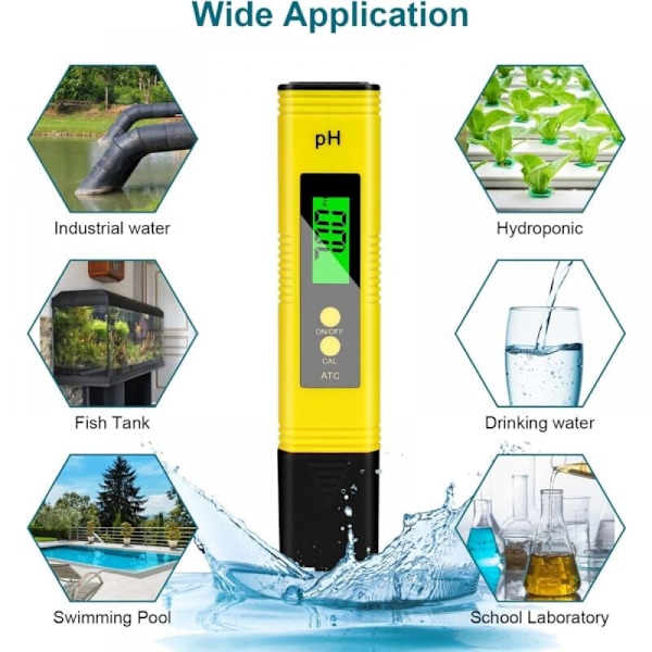 4 i 1 pH-meter, pH-meter tester, pH-tester, pH-meter med LCD-skærm, høj præcisionsopløsning 0,01, swimmingpool pH-meter