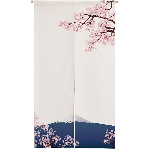 Japanilainen oviaukon verho Kirsikankukka Sakura ja Fuji-vuori