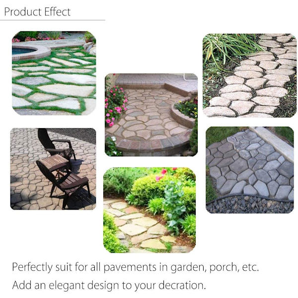 36x36cm Oregelbunden Betongform för Gångväg Gångmaskin Plast