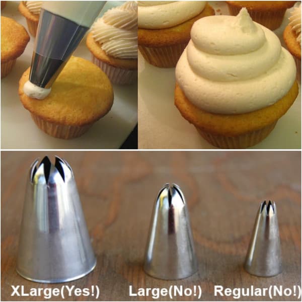 Extra stora spritsmunstycken för cupcake-dekoration