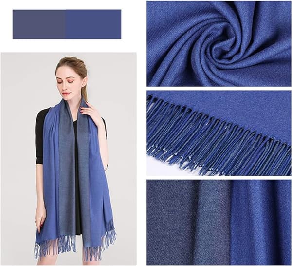 1PC Blå Elegant Kasjmir Pashmina Skjerf For Høst Vinter Dame