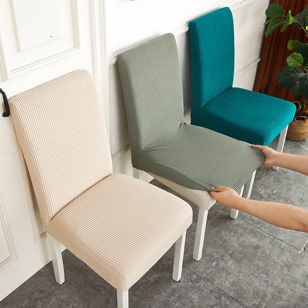 Vattentät matstolsöverdrag set om 6, stretch jacquard par